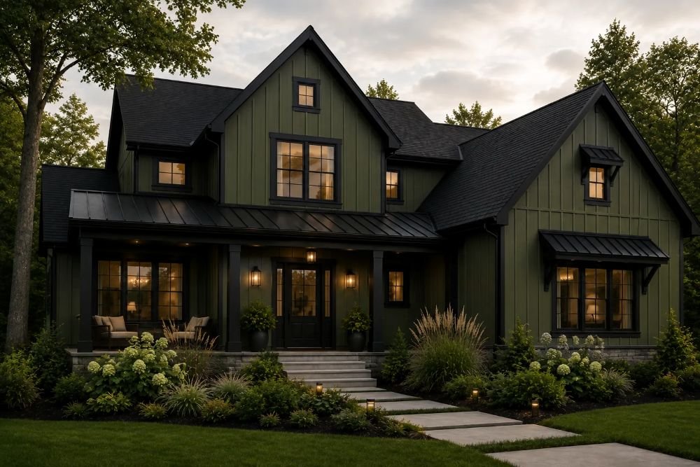 Modern Farmhouse Meets Moody Exterior