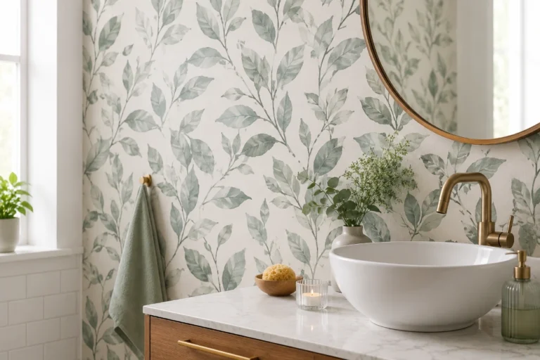 Peel and Stick Wallpaper in a Bathroom